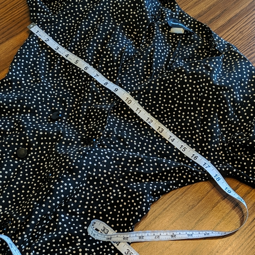 Vintage David Mitchell Black Polkadot Ruffle Skirt Blazer Suit Set Vtg 5/6 Med - Picture 10 of 16